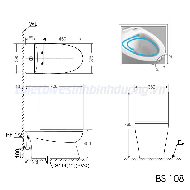 Bồn cầu liền khối Basic BS108